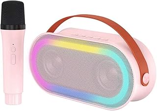 Eighosee Conjunto de MicróFono para TeléFono MóVil con Altavoz para Exteriores, con MicróFono, Audio de Luz Colorida Ktv Familiar para NiñOs