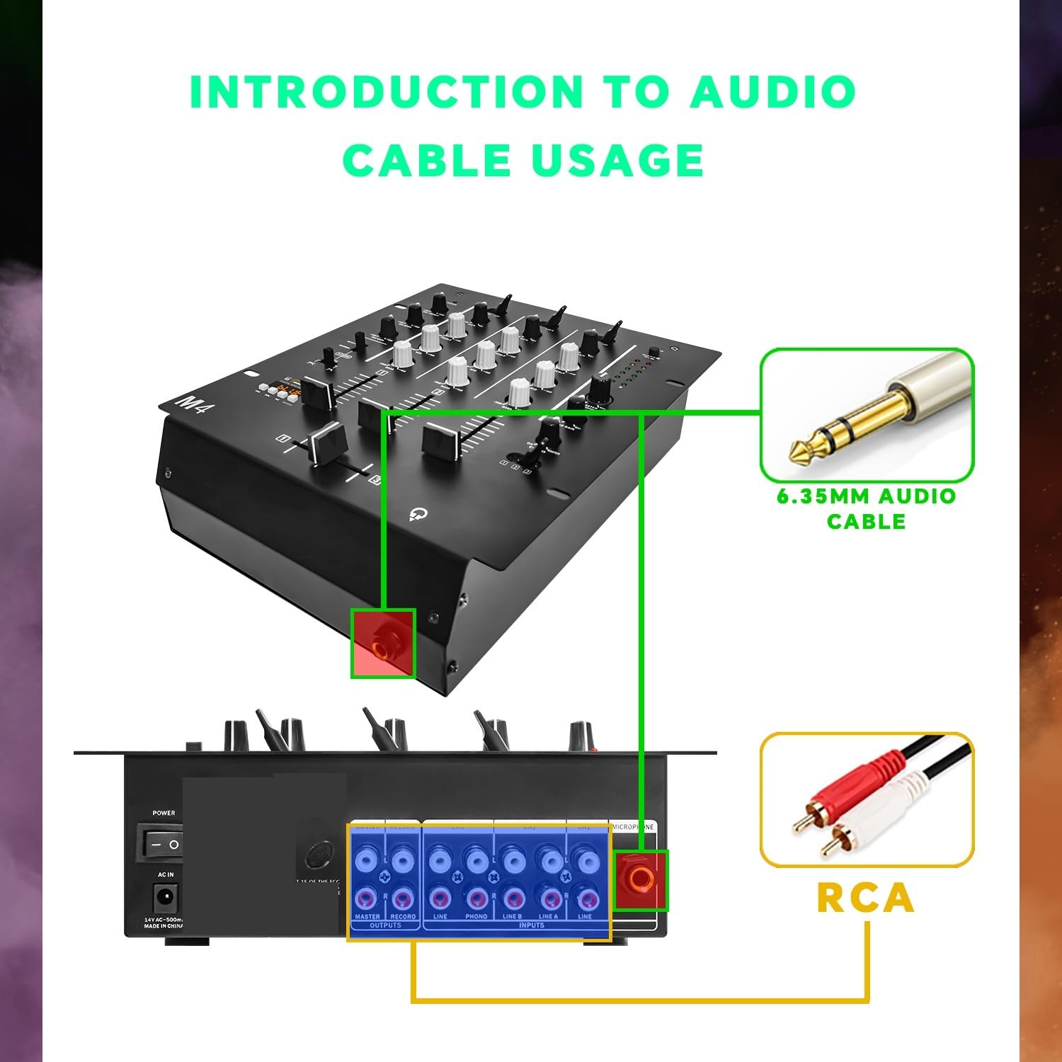 DJ-Controller, Professioneller 4-Kanal-Stereomixer mit Soundkarte, Heim-KTV-Bühnen-DJ-Mischkonsole