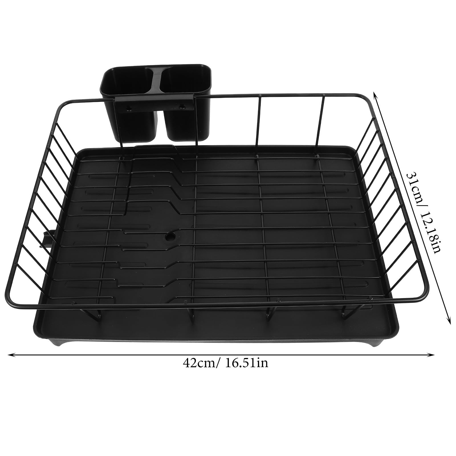 PATKAW Escurridor Drenaje Automático de Gran Capacidad Soporte Platos de Negro para y para Mantener Seca y Organizada Cubiertos en Encimera Cocina