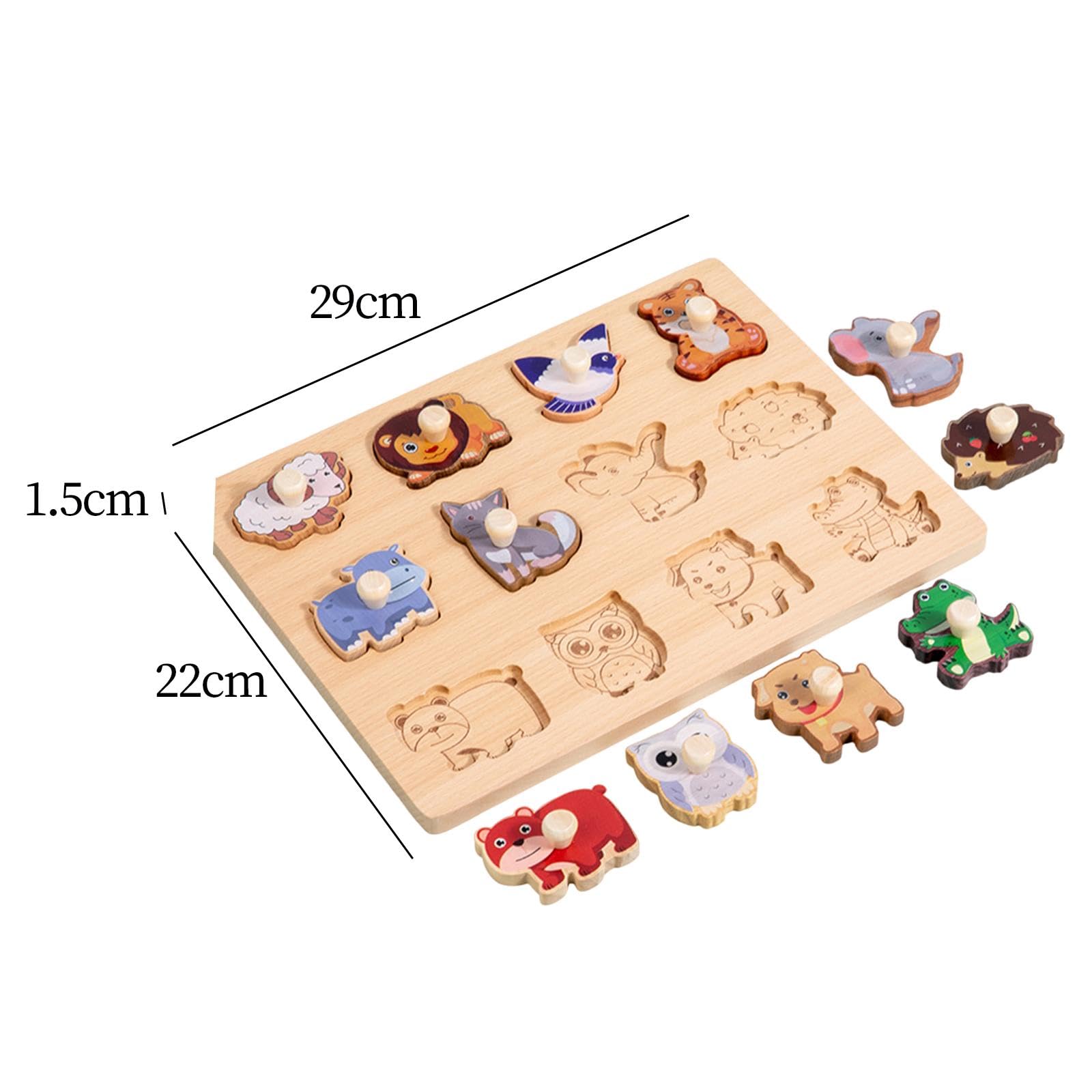 Formenpuzzle Kinderpuzzle Sortierbrett Holzspielzeug Feinmotorik Knopfgriff für Vorschule Geschenk Kinderzimmer, Tier