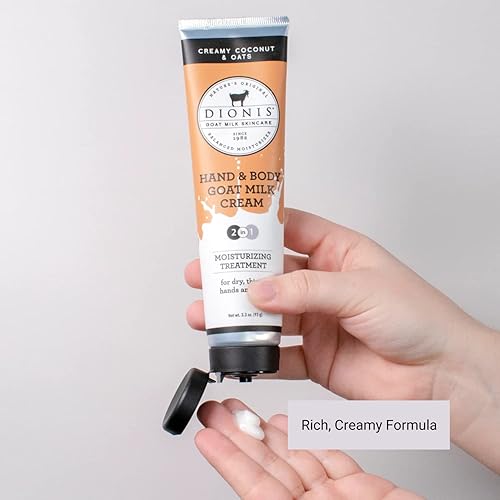 Miniatura 5 de Dionis Loción cremosa de coco y avena (8.5 oz), paquete de crema para manos y cuerpo (3.3 onzas)