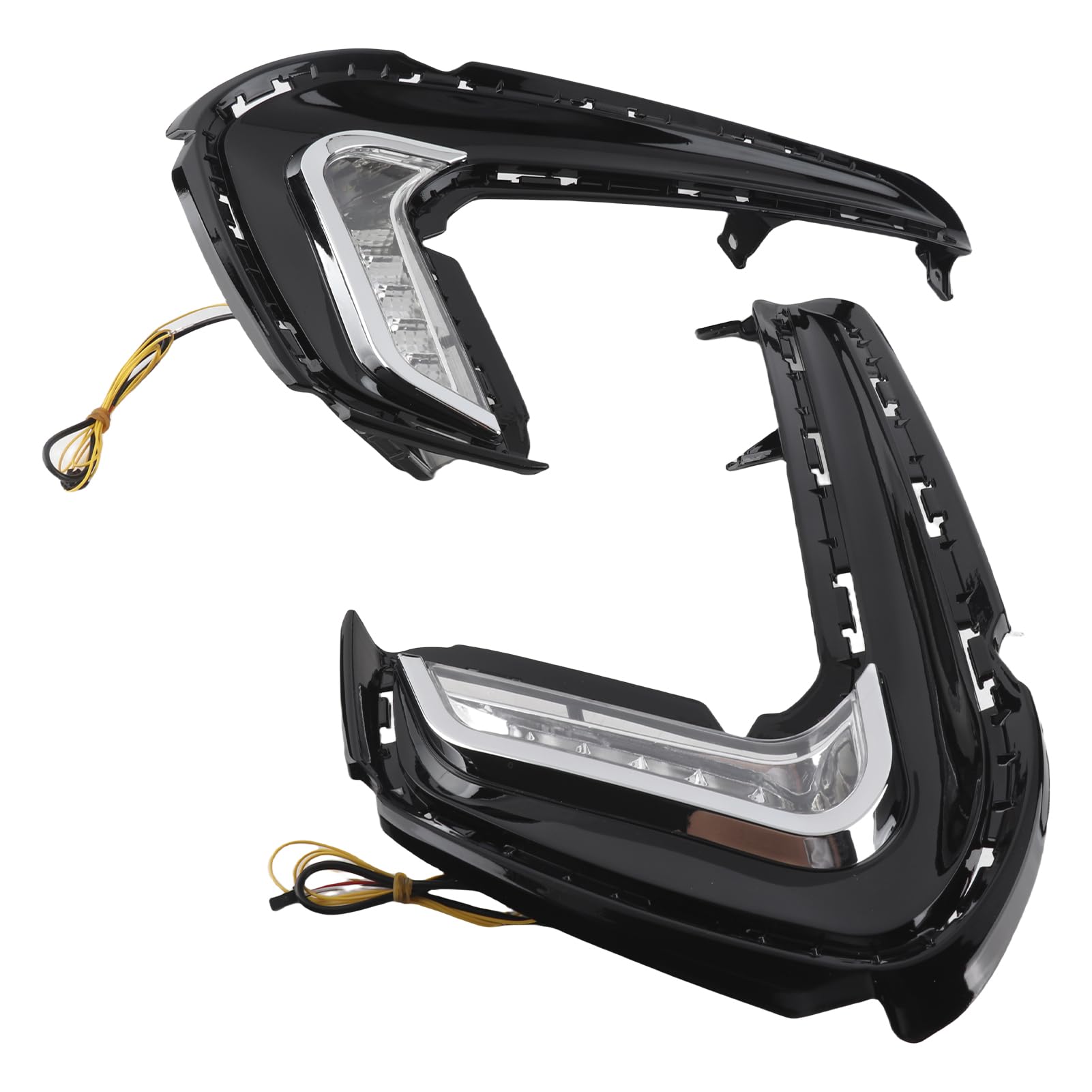 Tbest Światła do Jazdy Dziennej LED DRL Światła Drogowe Kierunkowskaz Lampa Przeciwmgielna Biały DRL Żółty Kierunkowskaz 12V ABS 6000K 50000 Godzin z Podwójnym Trybem dla Elantra