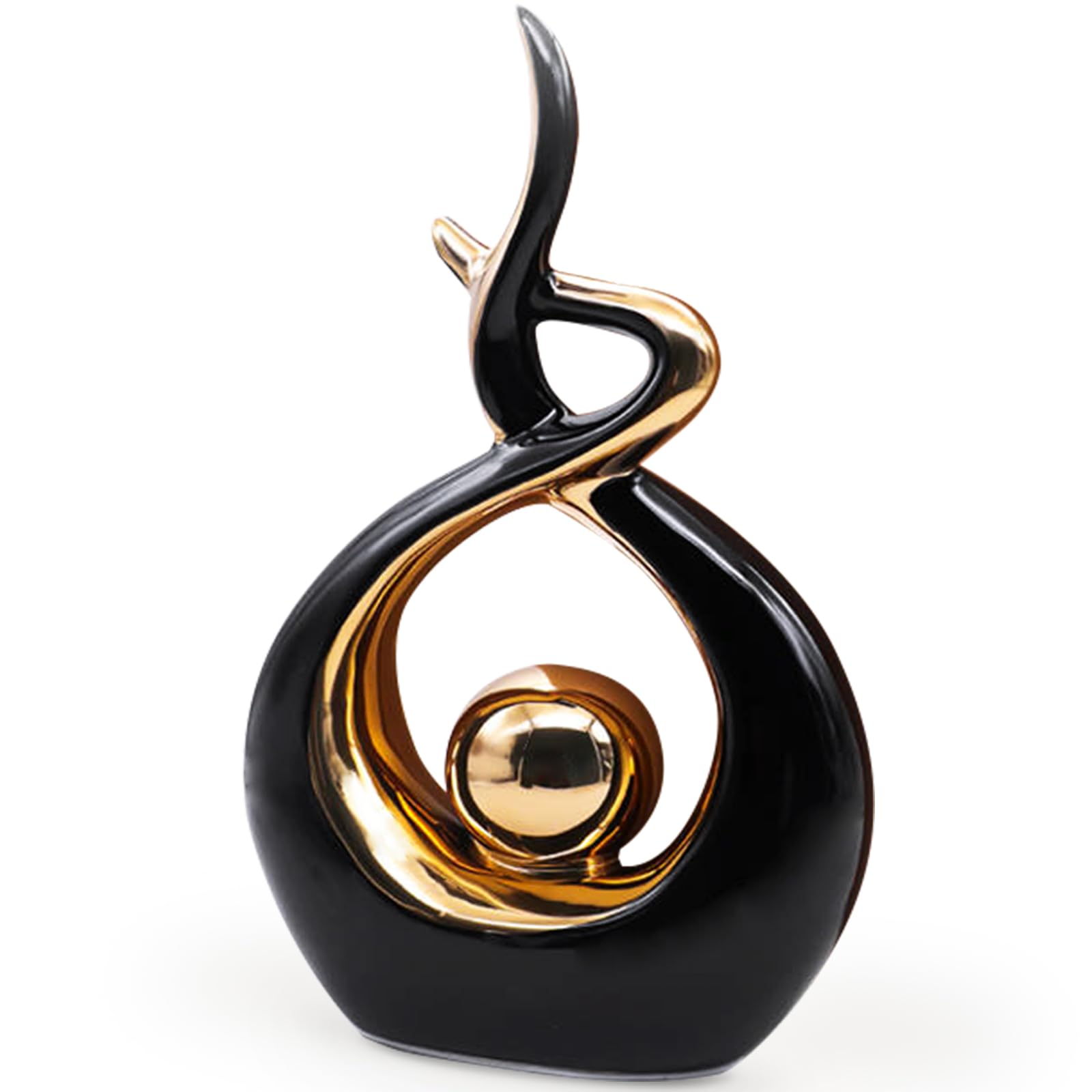 Modern Abstract Art Home Decor Accent,Gold Large Ceramic Statue, TV Stand Table Centerpiece,Creative Ceramic Decorative, Crafts Ornaments Home Decor for Dining Room Office Centerpiece Anniversary