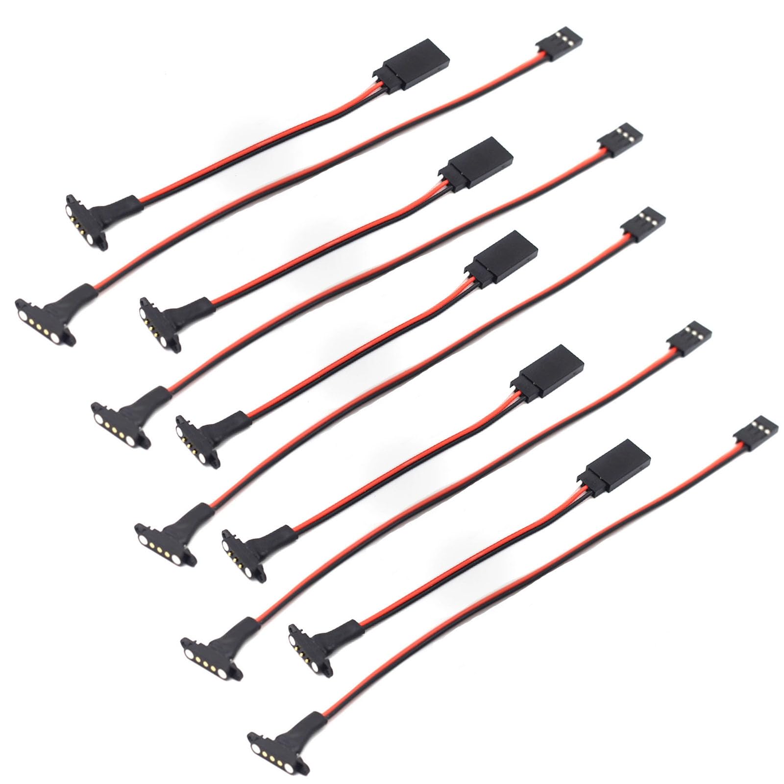 5sets 3Pin Magnetic Snap-on JR Extension Cable for RC Cars Models,Trucks Robotics DIY Electronics,Remote Control lamp Group Magnetic Suction Extension Cable,Quick disassembly Connector (20cm-5 Sets)
