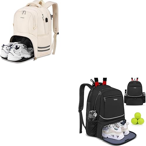 Ytonet Mochila de gimnasio para mujeres y hombres, mochila de viaje con compartimento para zapatos, puerto de carga USB, resistente al agua, bolsa