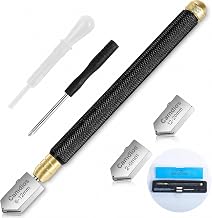 Glass DIY Cutting Tool Kit – Glass Cutter Kit with Tungsten Carbide Wheel, Glass Cutters Tools for Stained Glass, Mirror, Tile – Pencil Style 2mm-20mm | 3 Cutting Ranges, Carbide Wheels, Automatic Oil Feed, Pencil Grip, Storage Case, Glass Cutter for Mirr