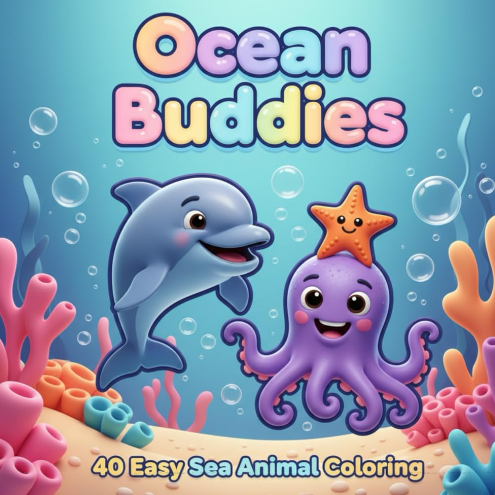 Ocean Buddies: 40 Easy Sea Animal Coloring