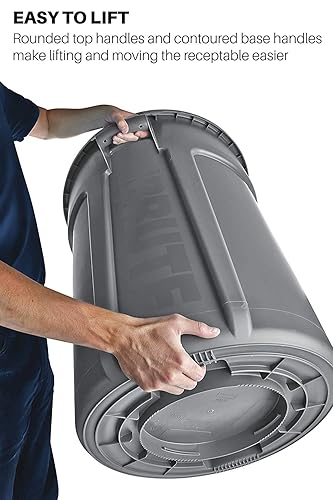 Miniatura 4 de Rubbermaid Commercial Products Fg264360 Brute - Bote de basura, redondo, resistente, 44-galones, color gris, Blanco