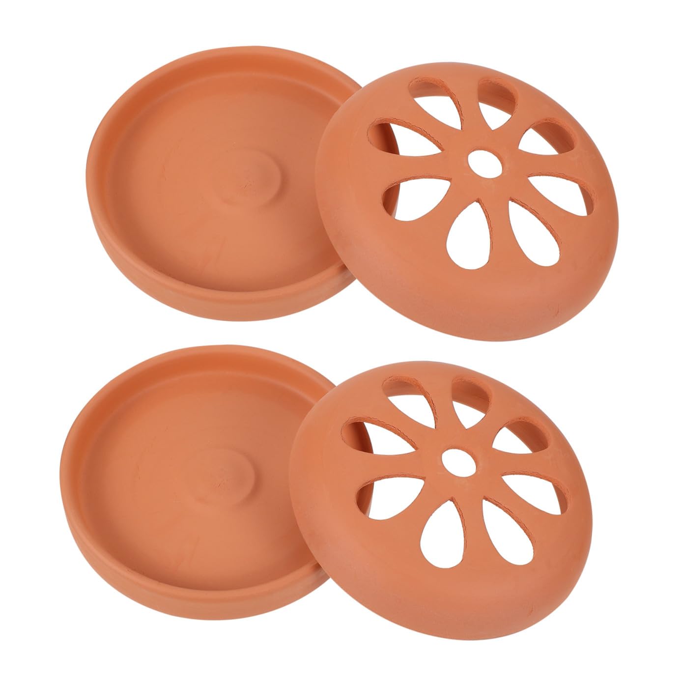 Mikikit Porta Zampirone Terracotta in Terracotta Marrone, 2 Pezzi, Coperchio Traforato, Facile da Pulire, per Campeggio e Uso Esterno