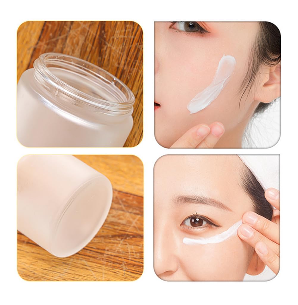 2Pcs 100ML/3.4oz Empty White Frosted Glass Bottle Jars with Plastic Lids and Inner Liner Portable Cream Lotions Scrubs DIY Cosmetic Makeup Storage Containers Pots - Image 3