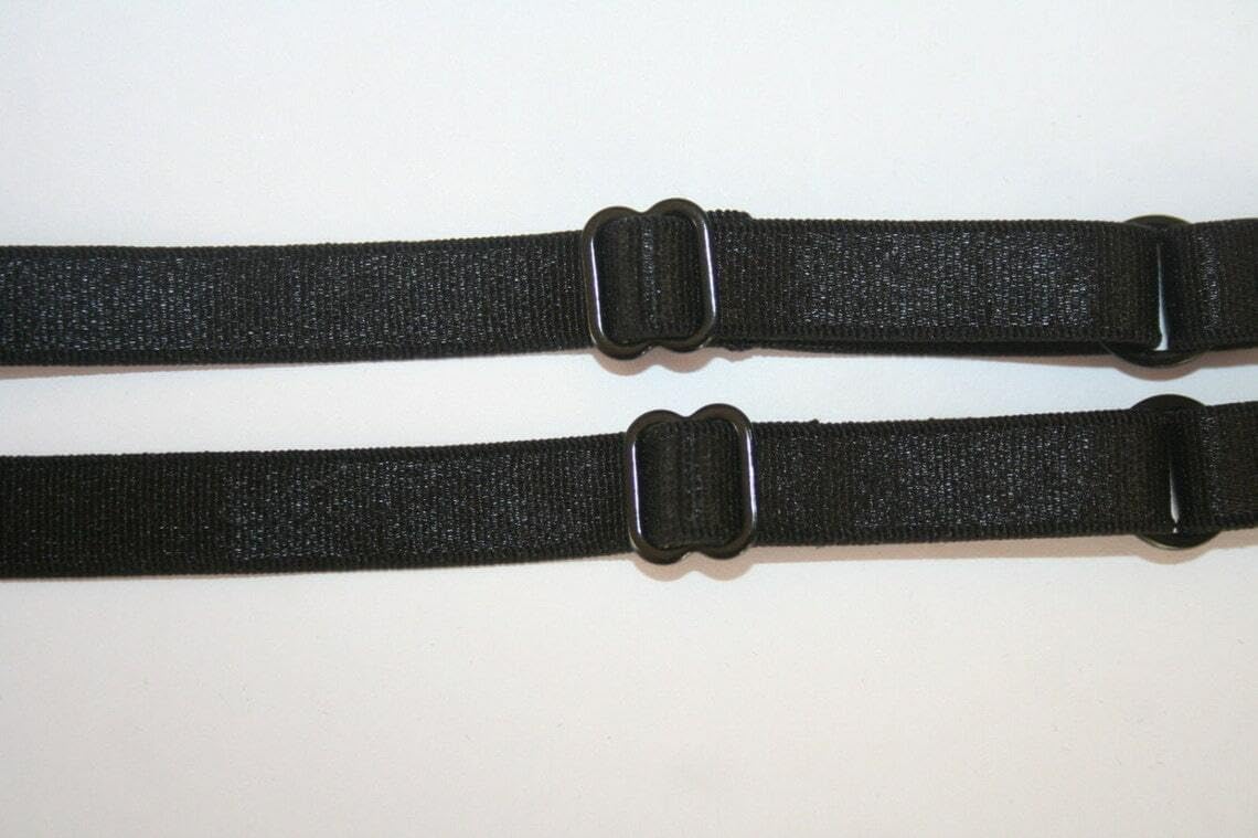 Lot 6 Pair Black Adjustable Spaghetti Bra Strap Mask Stretch Elastic Straps 1/2"