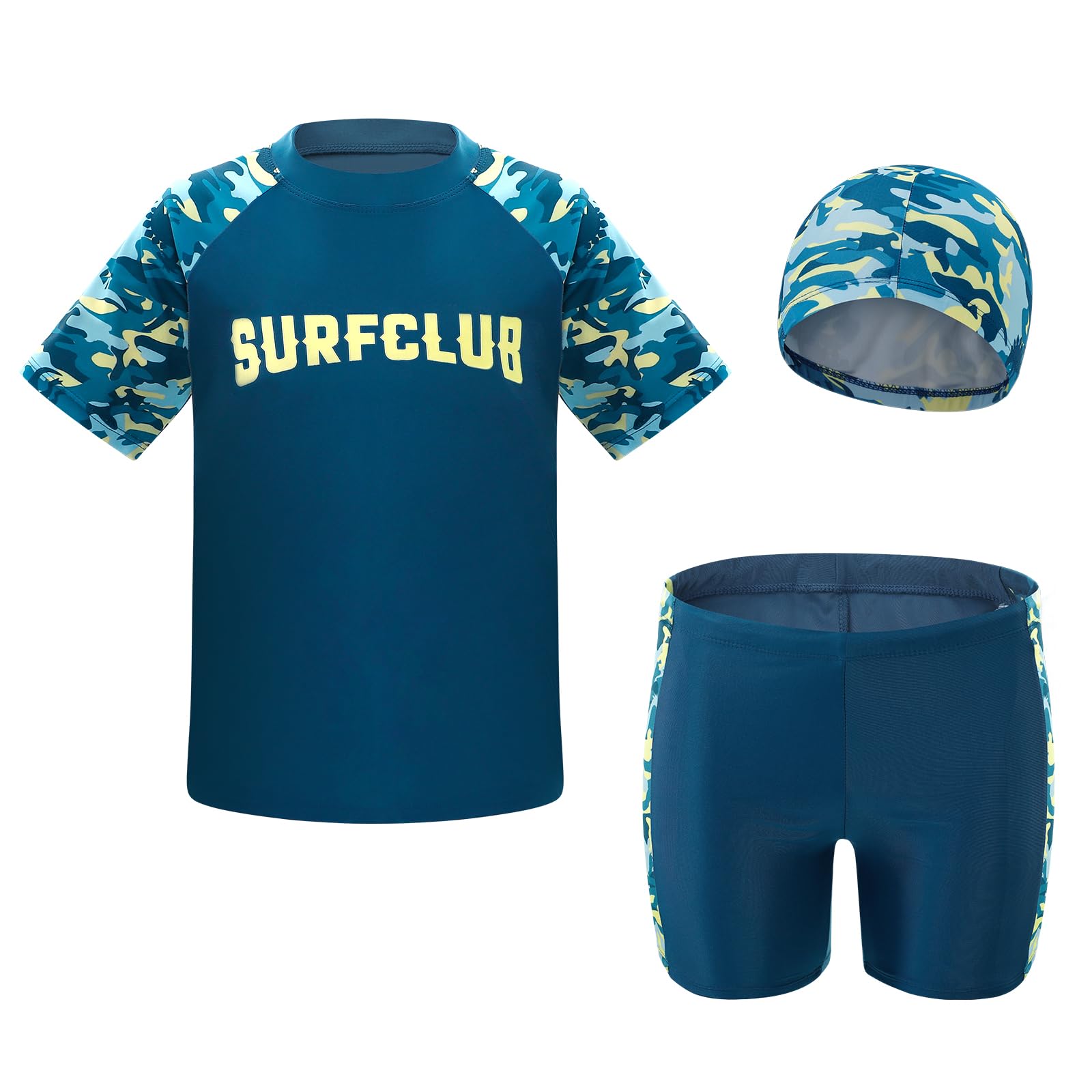 Cheerful Mario Bañador Niño 5 a 13 Años Conjuntos de Ropa de Baño UV Protección Camiseta de Surf y Pantalones Cortos de Baño