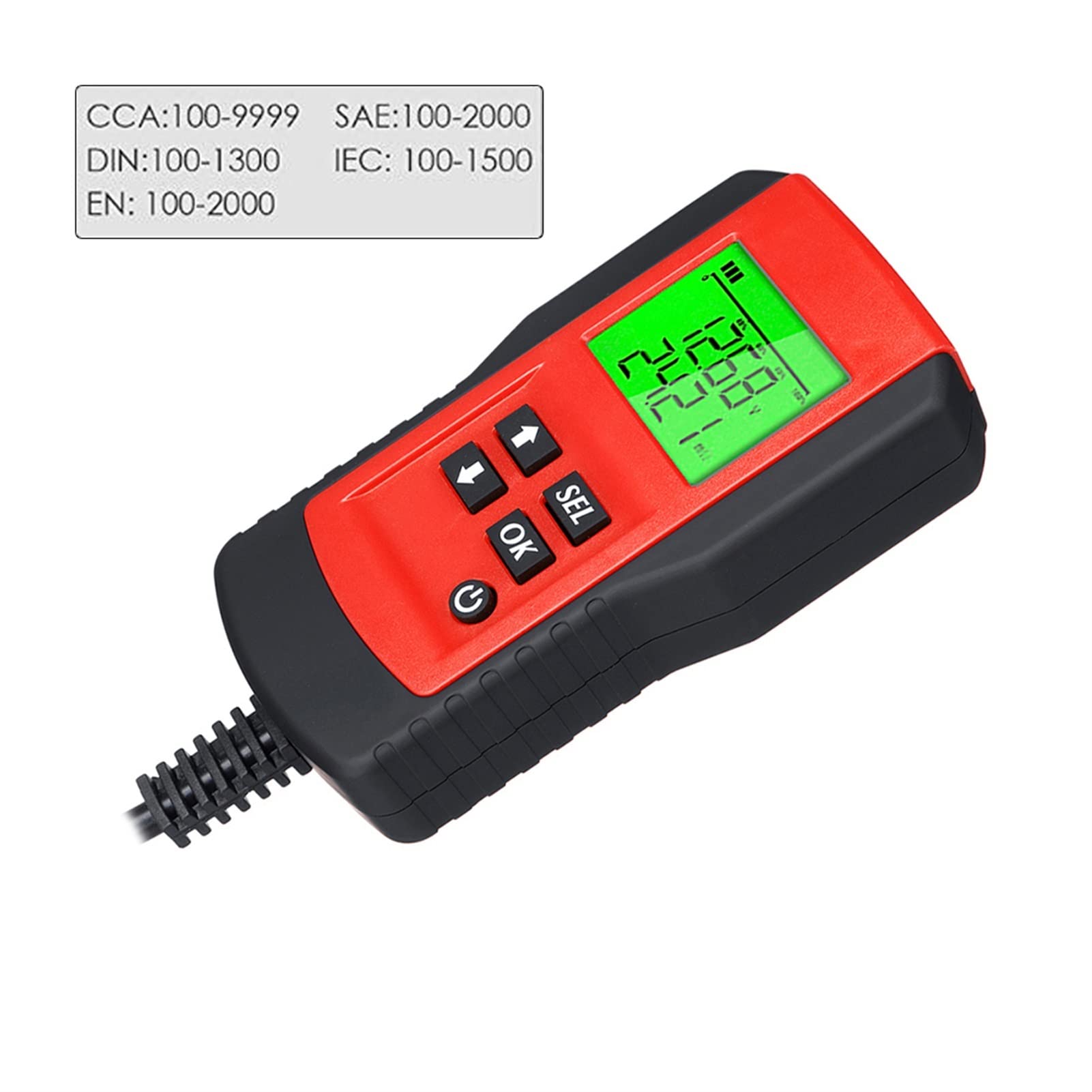 Tester per batteria auto Digital 12V Car Battery Tester Tester Test e analizzatore della percentuale di durata della batteria, tensione, resistenza e batteria del ciclo profondo del ciclo per auto e c
