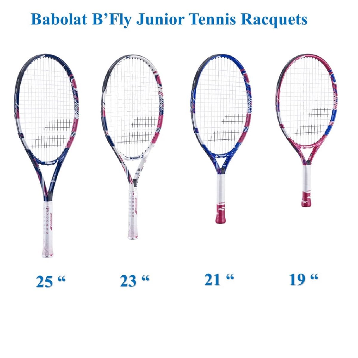 Babolat B'Fly 23 Inch Jr Tennis Racquet Bundled w a Tennis Backpack (White/Blue/Pink)