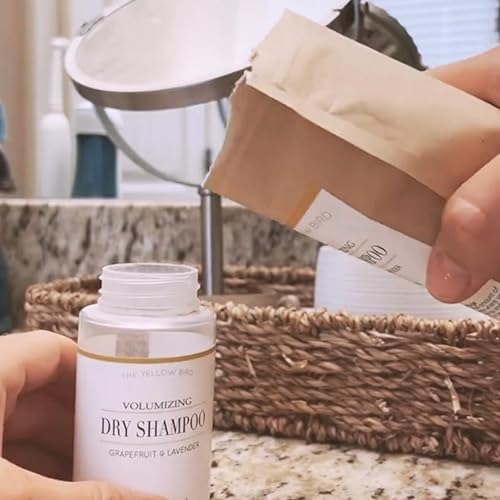 Miniatura 10 de Yellow Bird - Paquete de recarga ecológico de champú seco natural, sin aerosol, sin talco, polvo voluminizador para cabello claro y oscuro.