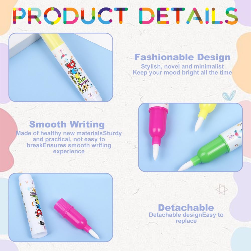 PORUPAEL 4 Pack Magic Water Colouring Books for Kids, Reusable Water Painting Books with 4 Pens - Image 4
