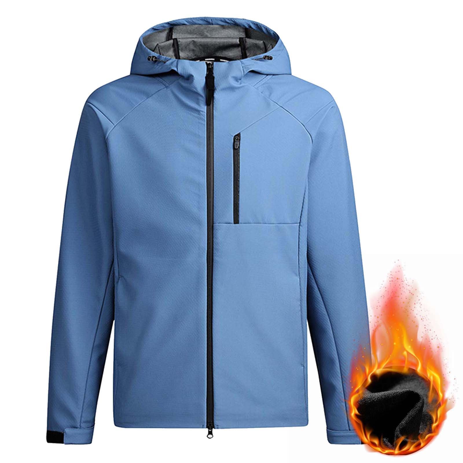 Giacca a Vento Impermeabile per Coppia Giubbotto Foderato in Pile Giacche con Cappuccio Cappotto Invernale Caldo Giubbino Antivento Antipioggia Jacket Sportivo Raincoat Ripiegabile Giacchetto