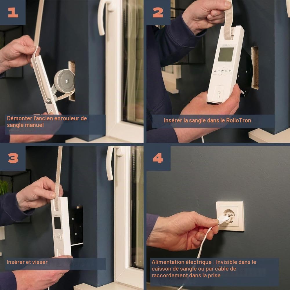 Home Pilot - Enrouleur de sangle encastrable Premium connecté pour commande de volet roulant à sangle. Enrouleur volet roulant | Commande vocale | Volet roulant connecté Installation rapide 10182345