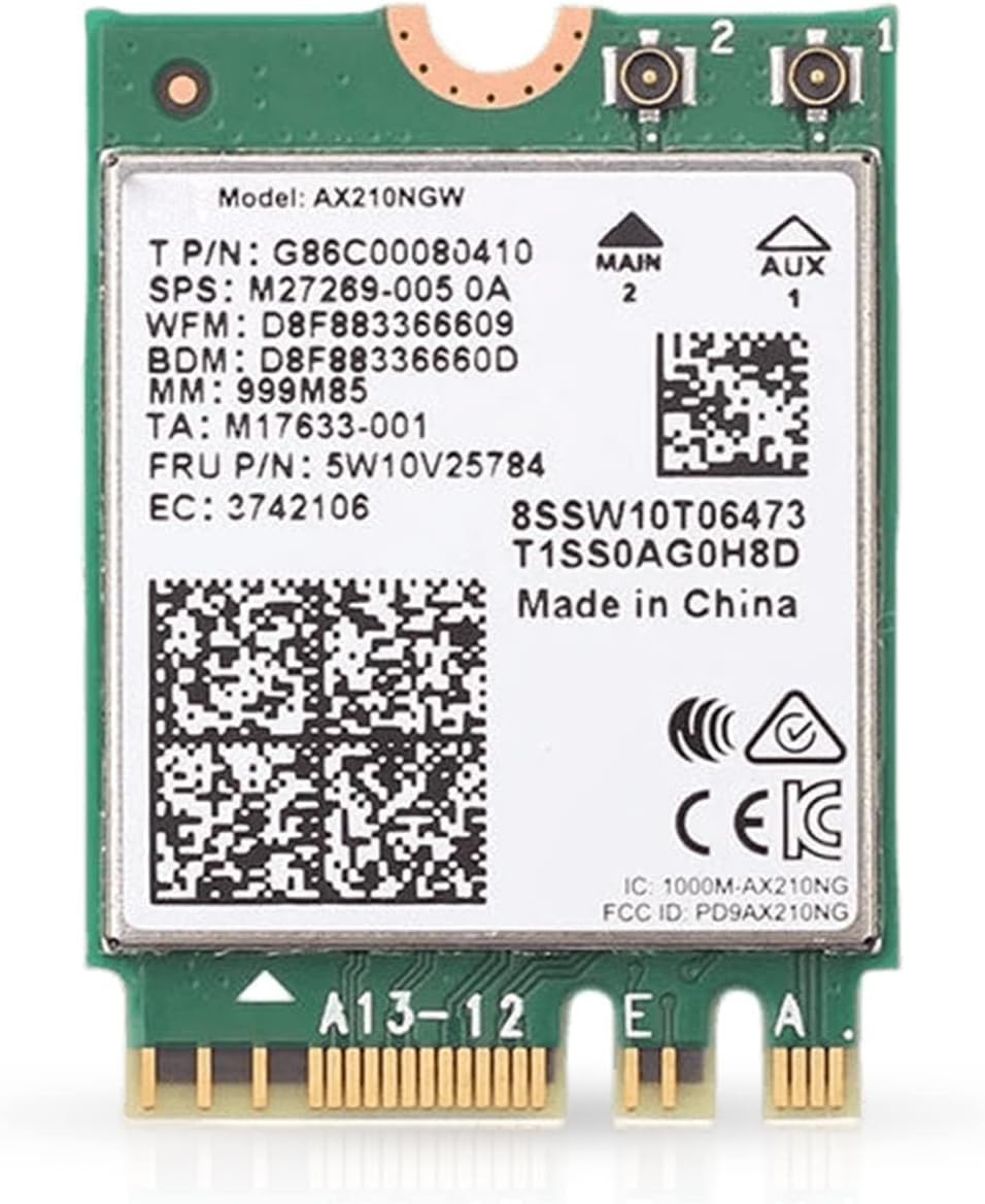 AX210 WiFi 6E Card | Tri-Band 2.4/5/6 GHz Wi-Fi | Up to 2.4 Gbps | M.2 Wifi Card for PC | No vPro | Supports Bluetooth 5.3 & Intel, AMD, Windows 10/11, Linux | AX210NGW
