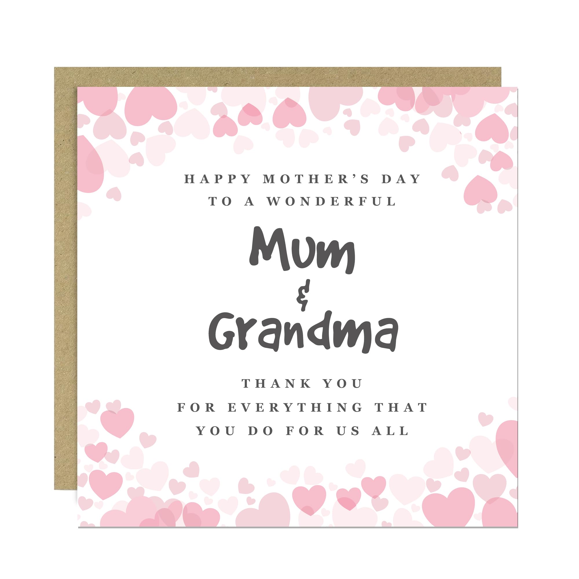 RED OCEAN Mothers Day Card, Wonderful Mum And Grandad Cards With Kraft Envelope, Card For Mothers Day, Mum Cards From Daughter Son, Thank You Cards For Grandma