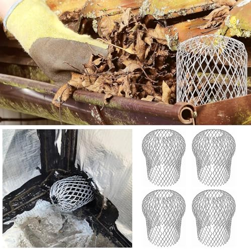 CTENG Dachrinnen Laubschutz 4 Stück,Rinnensieb Metall Dachrinnenschutz für Regenrinne Regenrinnenschutz Dachrinnensieb Dachrinnen Laubschutz Laubfilter Fallrohr Laubfang Abfluss Sieb Regenrinnen