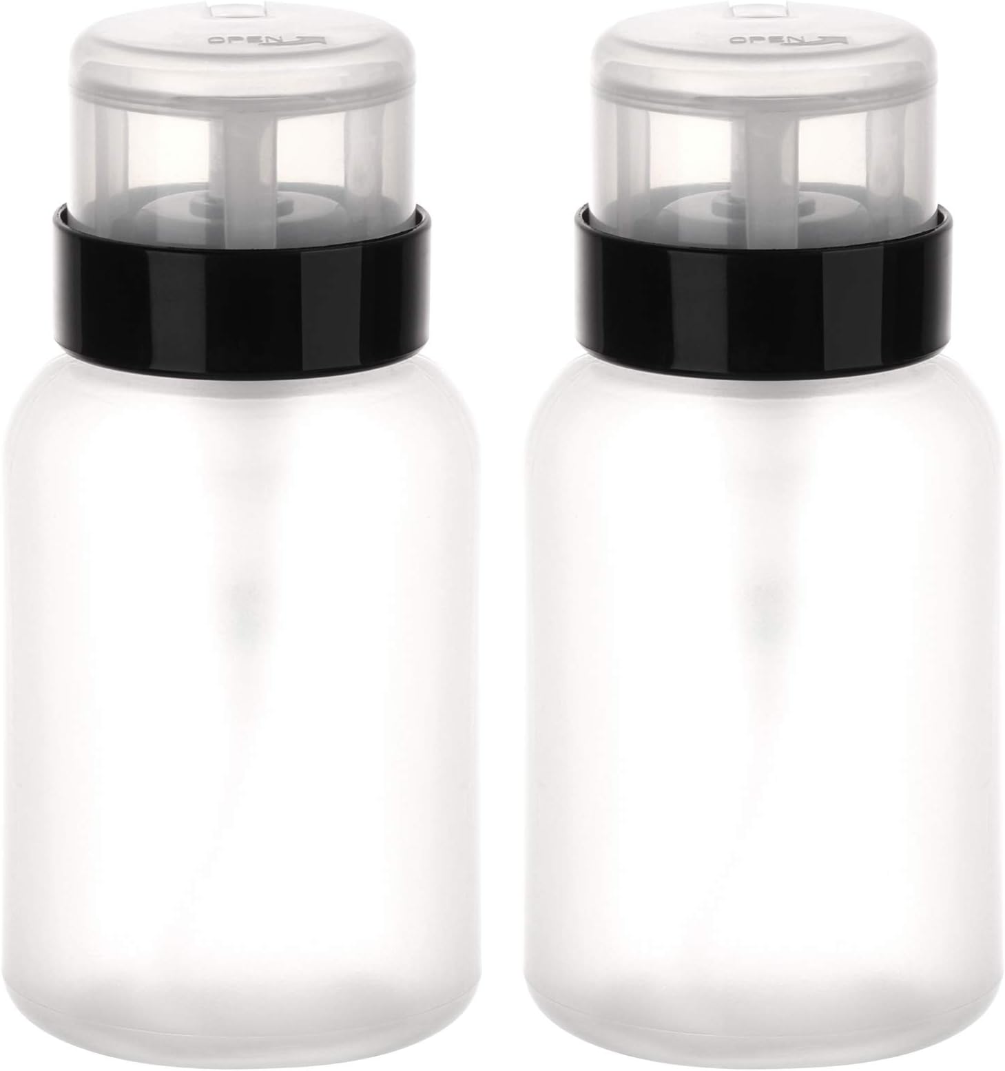 Tbestmax Pack of 2 Push Down Pump Dispenser Lockable Bottle for Alcohol, Acetone, Nail Polish and Makeup Remover, 200ml(6.8oz)