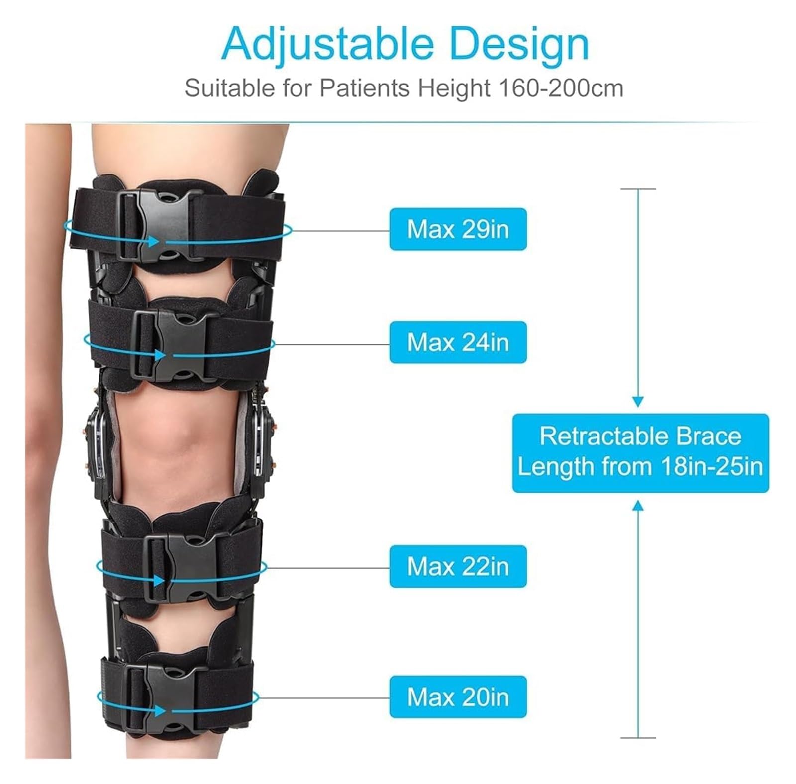 Ginocchiera Ortopedica Articolata con Blocco Angolazione Regolabile (-10°-120°) - Tutore Ginocchio per Lesioni LCA/LCP/Menisco, Artrosi e Post-Operatorio - Stabilizzatore Sportivo Unisex