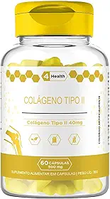 Colágeno TIPO II 40mg 60 Cápsulas, Tecnologia Importada, Articulações - 4 Health
