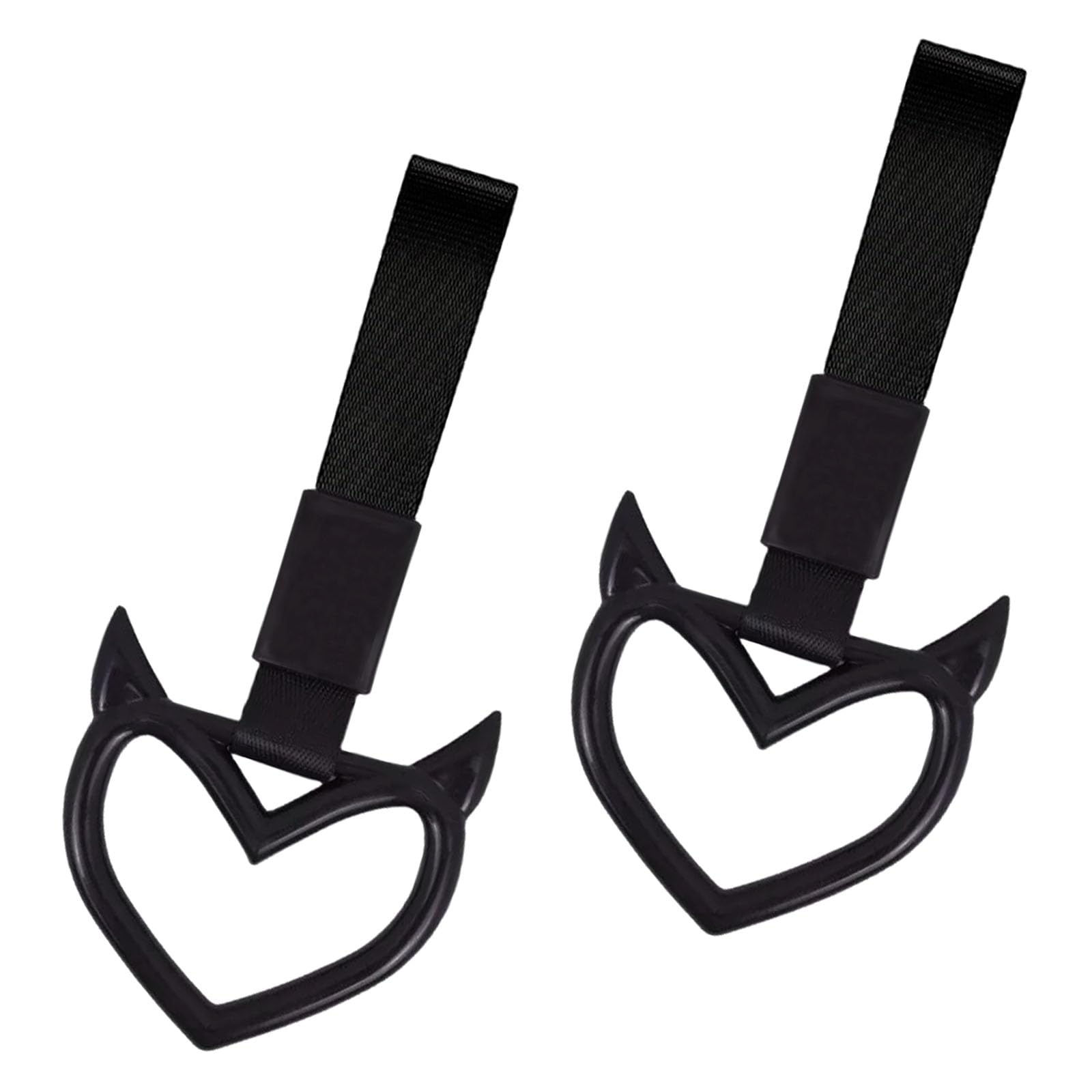 Momerch 2 Pieces Rear Bumper Warning Ring Car Mirror Hanging Ornament, Red Heart Shaped Handle Ring Subway Bus Handle Straps for Car Interior Exterior