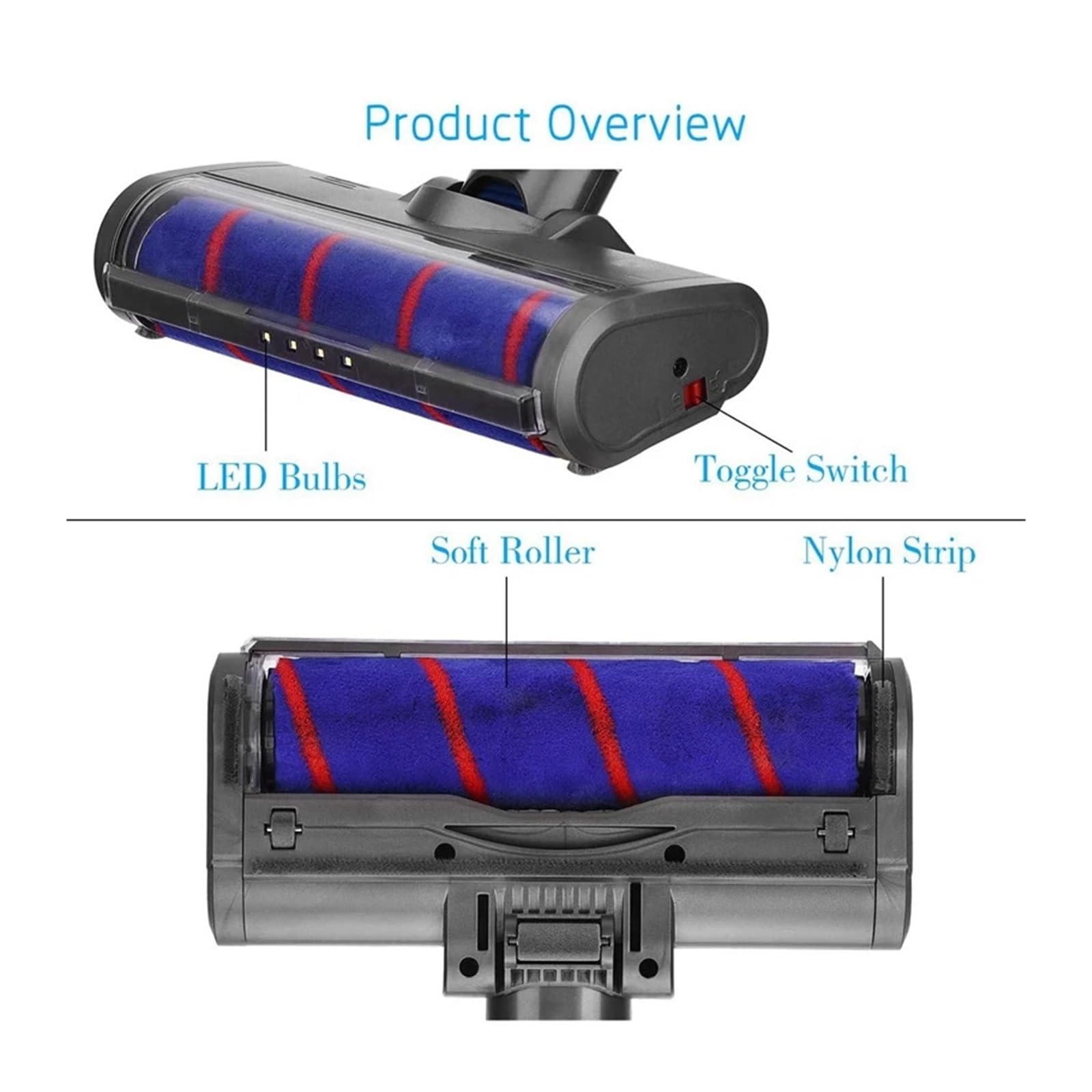 Herramienta Motorizada for Cabezal De Cepillo De Piso, Compatible Con Dyson, V6 DC58 DC59 DC61 DC62, Accesorios for Cepillo De Piso Con Cabezal De Rodillo Barredor Suave