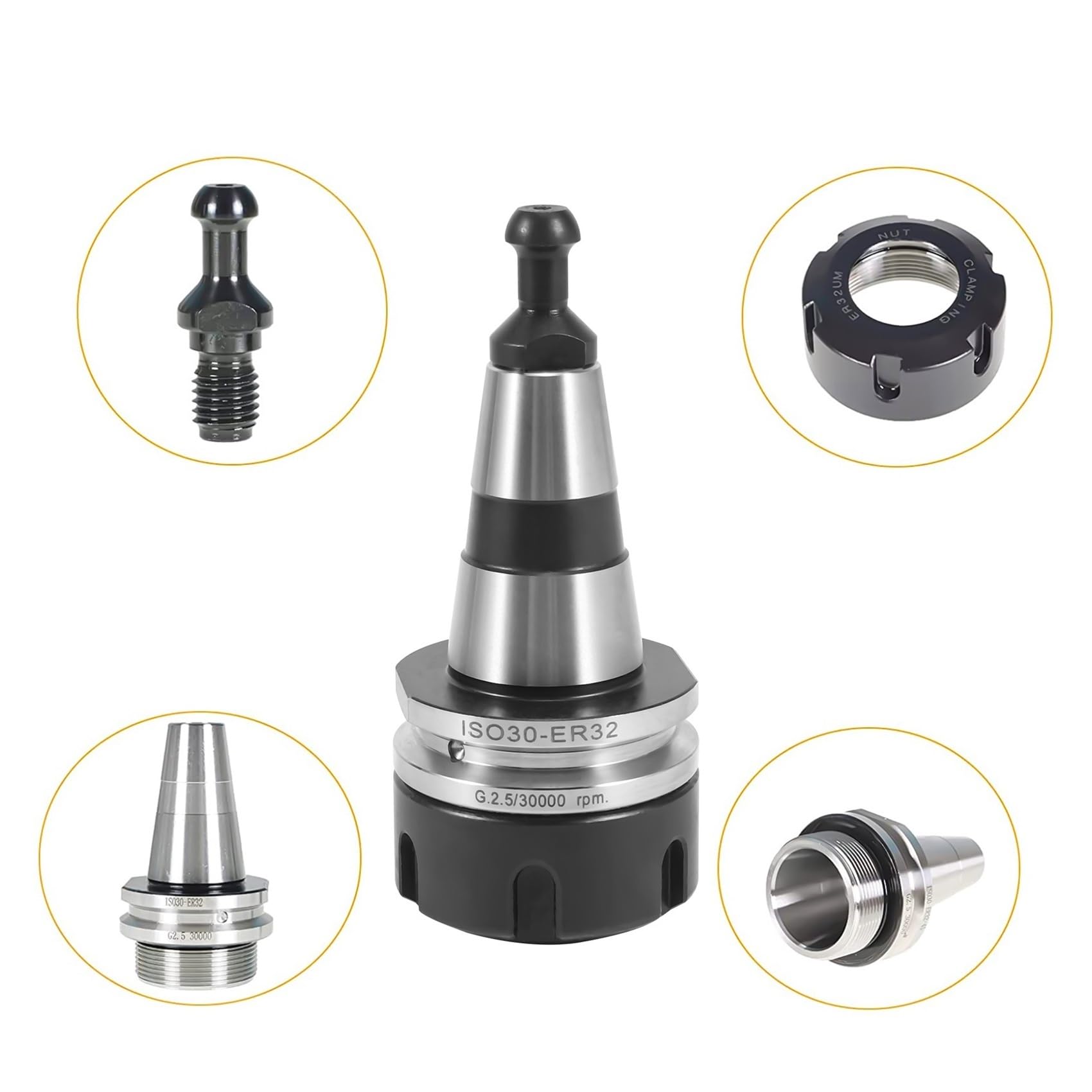 1 pz Mandrino di bilanciamento ISO30 ER32 50L G2.5 30000 giri/min Portautensili CNC in acciaio inossidabile