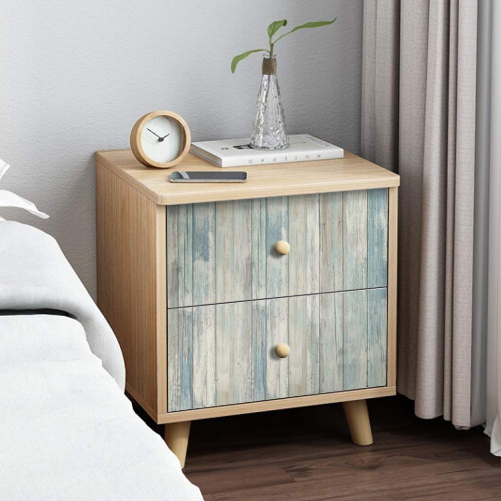 Blue Distressed Wood Wallpaper Peel and Stick Removable Decoration Wall Covering Vintage Wood Panel 11.8" X 78"