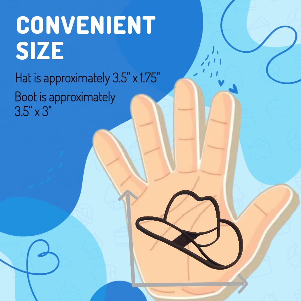 COWBOY COOKIE CUTTERS Country Western Rodeo Boot Cowboy Cowgirl Hat And Rustic Horseshoe Wild West Cookie Cutters For Shower Birthday Graduation (3 Pack)