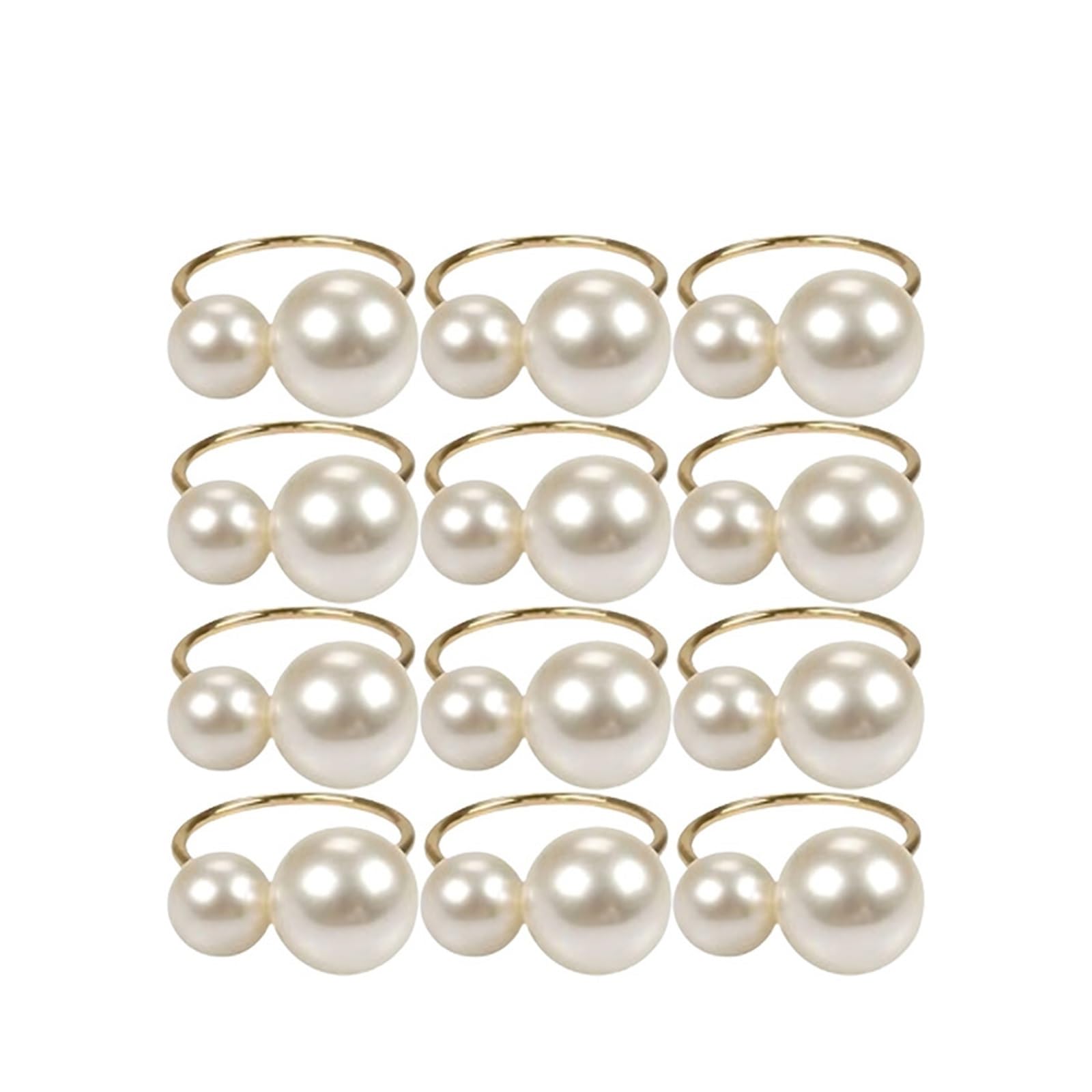 12PCS Pearl Napkin Rings Metal Holder