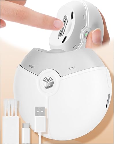 OUKEELAR Cortaúñas y recortadora eléctrica automática 2 en 1 con almacenamiento de clips de uñas, pulido de uñas silencioso recargable de alta