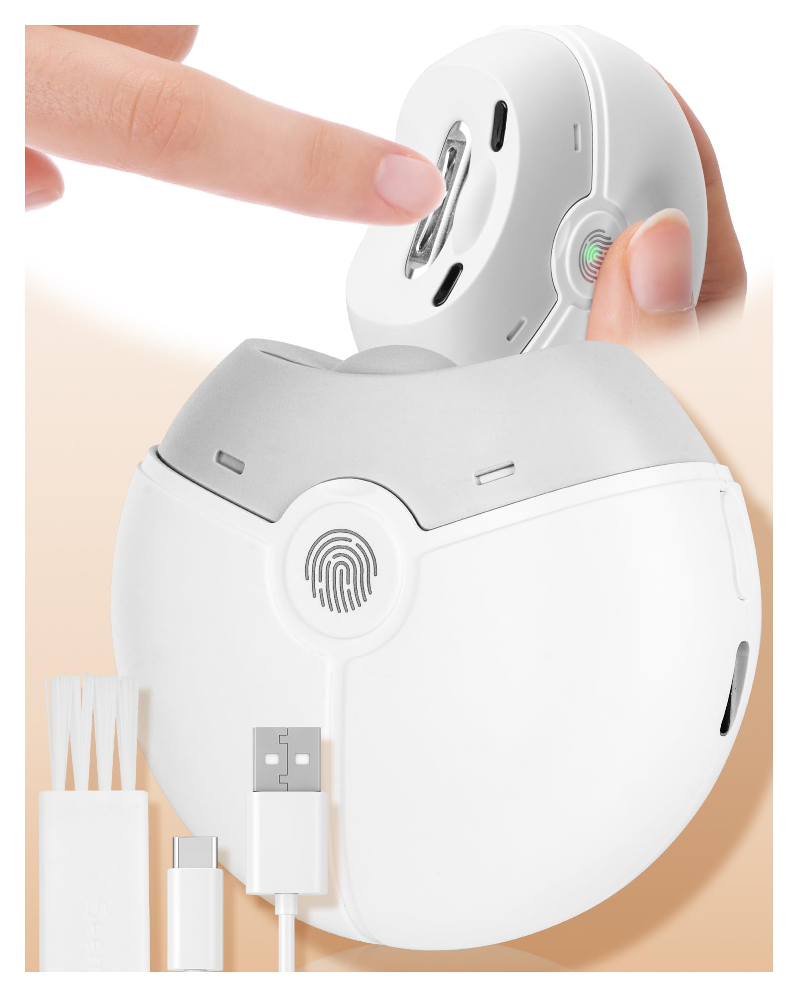 OUKEELAR Electric Automatic Nail Clipper & Trimmer 2 in 1 with Nail Clip Storage,Rechargeable Premium Heavy-Duty Quiet Nail Polisher with Safety LED Light for Professional Manicure & Trimming