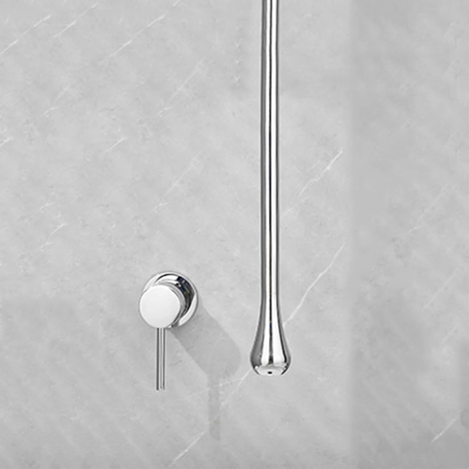 VITIWEDTY Wall Mounted Ceiling Bathroom Faucet, Hot and Cold Mixer Tap Single Handle Concealed Bathroom Sink Faucet (Silver)
