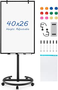 Goplus Mobile Whiteboard On Wheels - 70"x35" Double Sided Magnetic Board With Stand, Markers & Casters