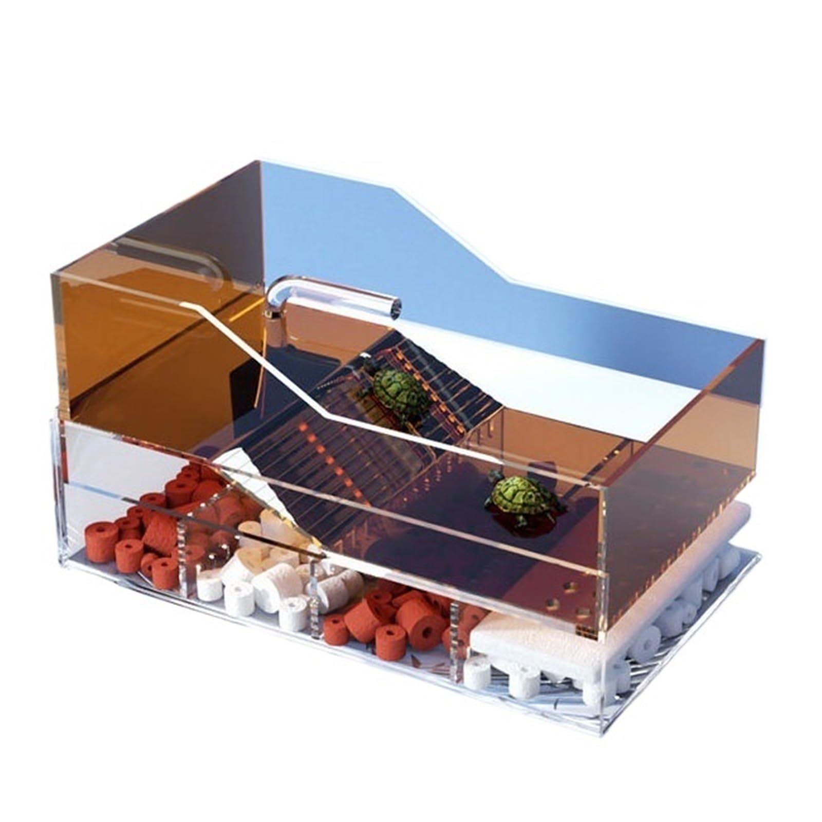 Siedlisko terrarium Zintegrowana karmnik dla żółwi ze stokiem wspinaczkowym, pulpit do użytku domowego Terrarium akwariowe