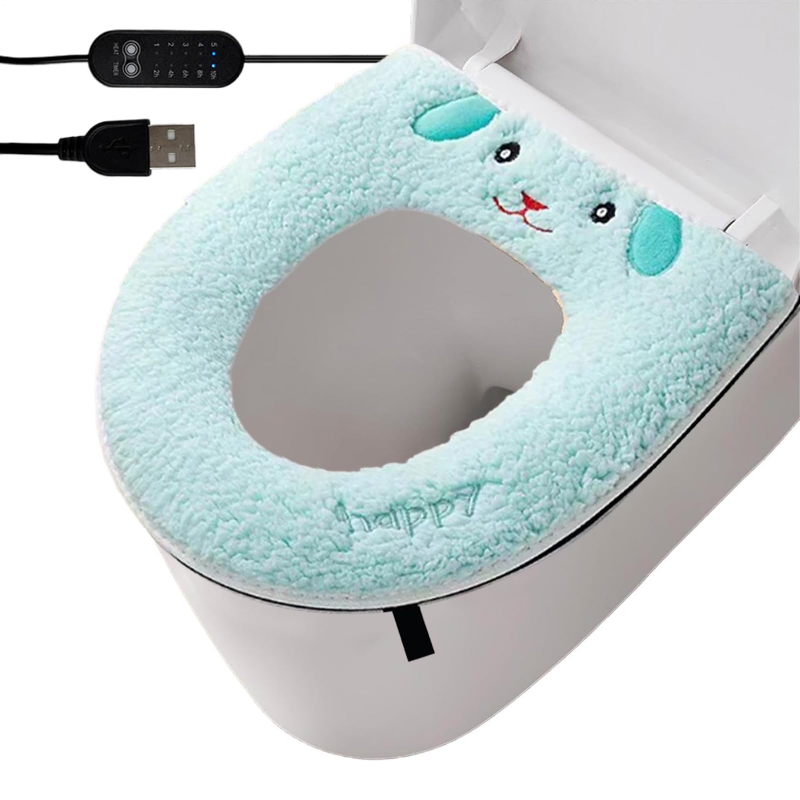 Funda para asiento de inodoro calefactable por USB lavable y acolchada para invierno