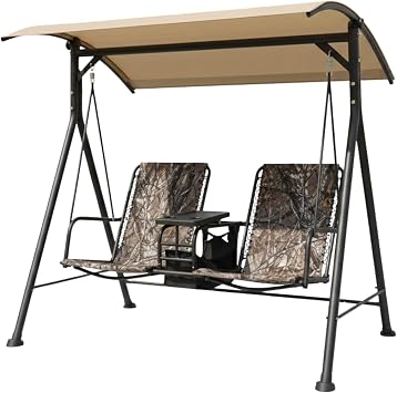 Garden Winds Durable 350 Replacement Canopy Top Compatible with 2 Seat Bungee Swing Models RUS487W, RUS487W-WM - Beige