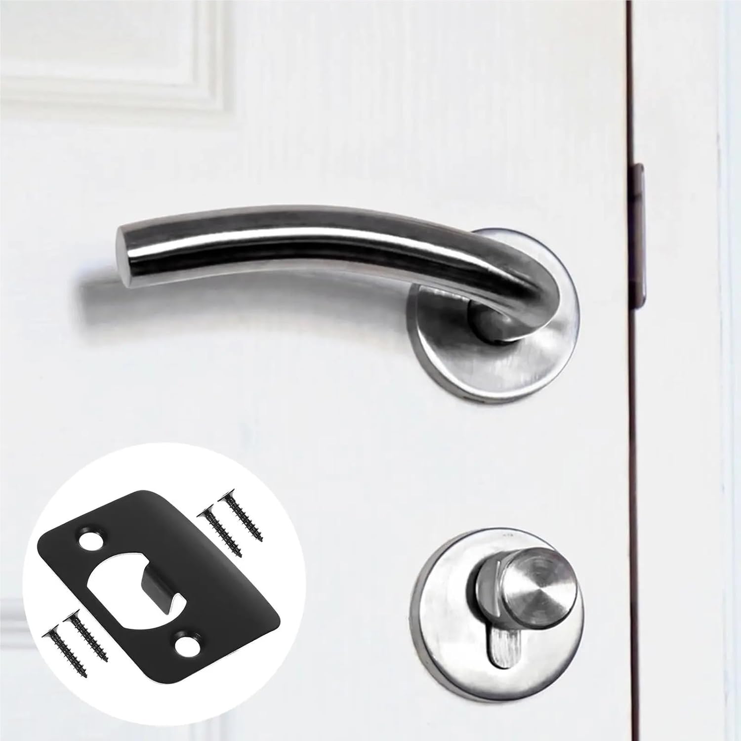 Door Strike Plate 10Pcs Door Lock Accessories Cover Plate Striker Plates for Interior Doors Protector Screw Knob Metal Door Latch Safety Guard Thickened for Door