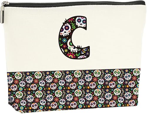 Bolsa de cosméticos de maquillaje inicial personalizada, blanco3