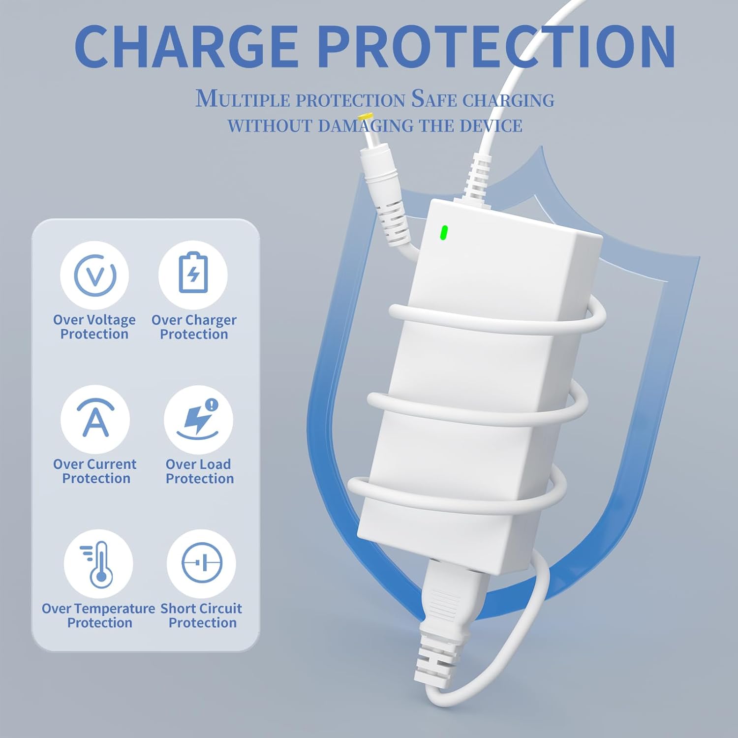 White 12V 5A 60W AC/DC Power Adapter, 100-240V AC to DC 12V 5A Power Suppy, 12 Volts 5 Amps AC DC Table Top Adapter, 60 Watts Switching Adaptor Converter, 5.5x2.5mm & 5.5x2.1mm Plug