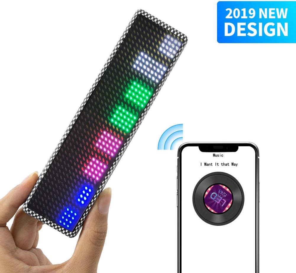 Business Badges LED Name Tag, Rechargeable High Resolution LED ID Badge with pin/Adhesive Nylon Buckle for Concert Bar Cafe Restaurant Retail Store Party 5.8x1.5 inch (Black and White Grid)