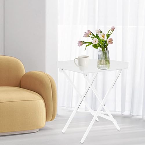 Miniatura 7 de Bandeja de TV plegable de acrílico para muebles con mesa auxiliar de escritorio pequeña extraíble, mesa auxiliar acrílica, muebles modernos, 5.12 x