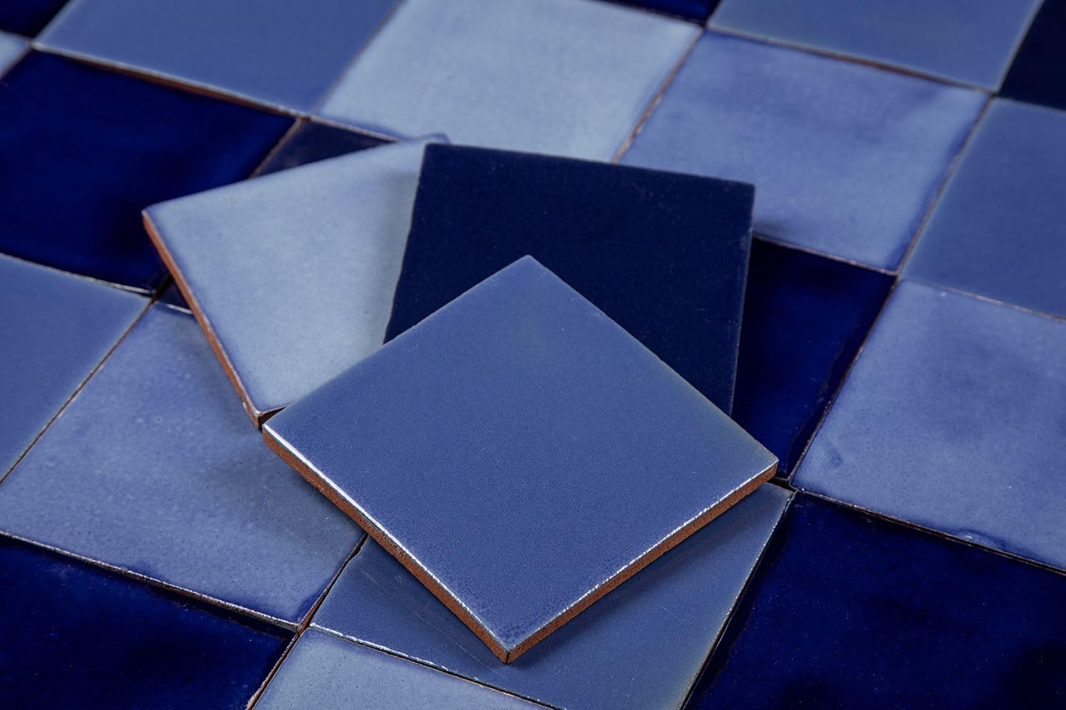 Cerames Azula de mosaico de un solo color azula- mosaico de azulejos de cerámica mexicana, azulejos mexicanos para cocina, baño, ducha, pared posterior de cocina, un paquete de 90 azulejos 10,5 x 10,5
