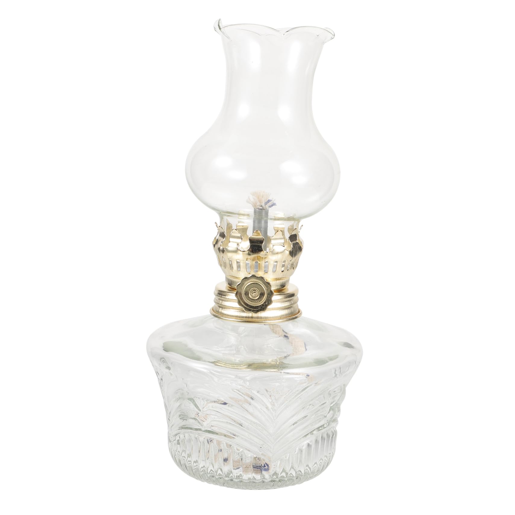 Vintage Oil Lamp Crystal Glass Chimney Kerosene Lamp Retro Glass Kerosene Desk Oil Light for Indoor Oil Lantern s Emergency (7.07X3.54X3.54 Inch)