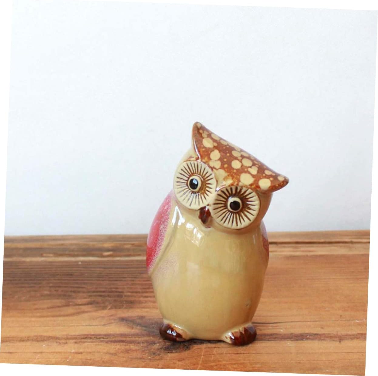 Ceramic Owl Desktop Decoration 3pcs Orange Home Ornament