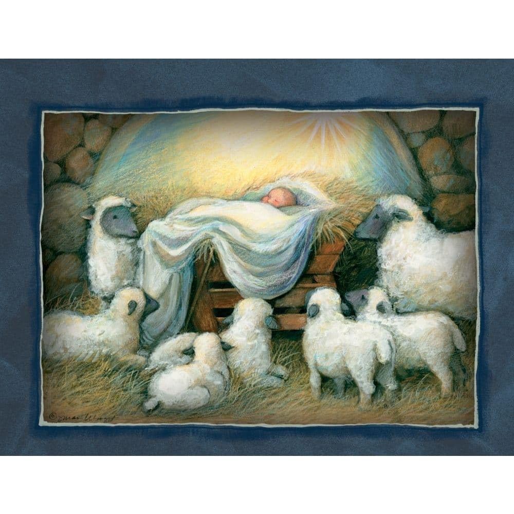 Lang Weihnachtskarte mit Krippenmotiv, 13 x 17 cm, 2 einzigartige Designs pro Box, 18 Karten und 19 Umschläge (1008105)